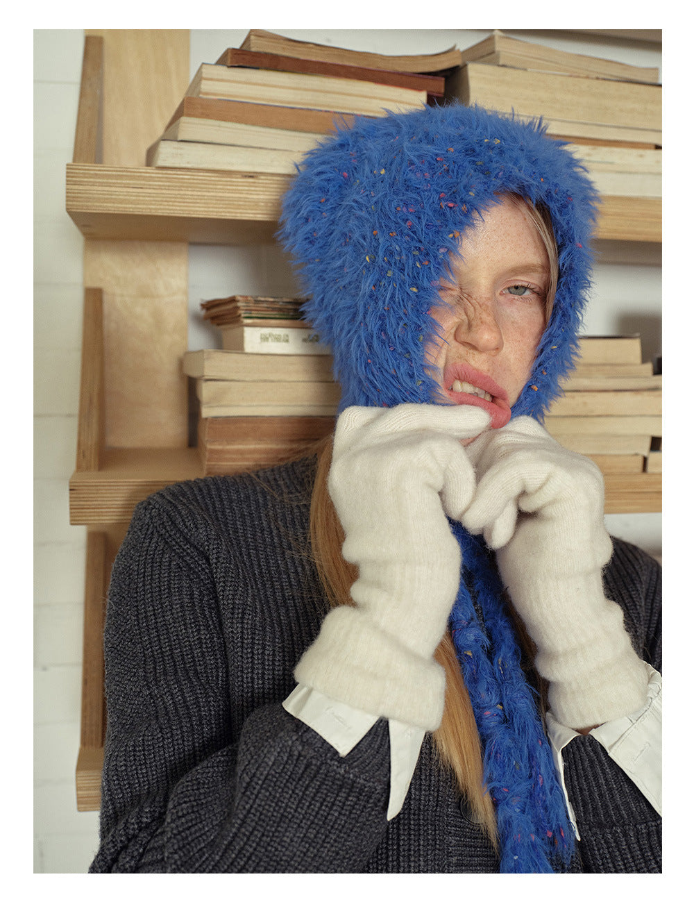 Solid Color Cute Plushed Knit Gloves