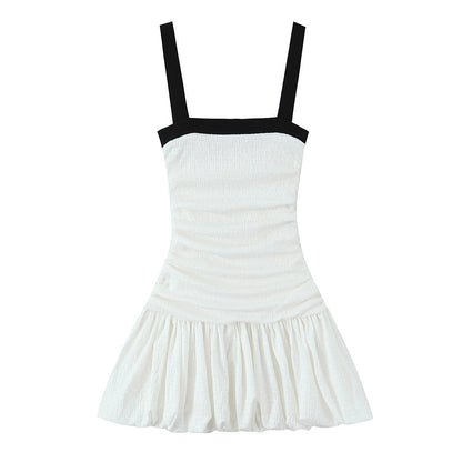 Solid Color Sleeveless Ruffled Hem Mini Dress