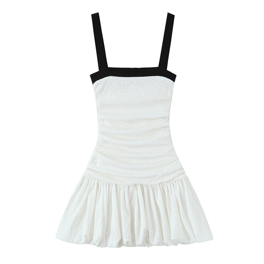 Solid Color Sleeveless Ruffled Hem Mini Dress