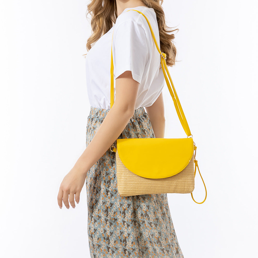 Woven Contrast Color Shoulder Bags