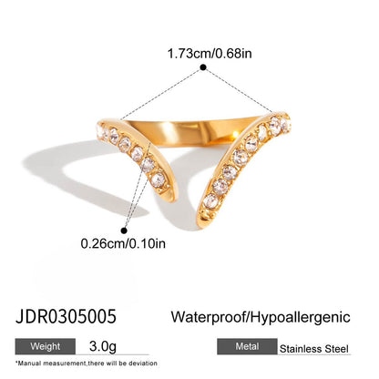 Trendy Rhinestone Gold Plated Geometric Ring