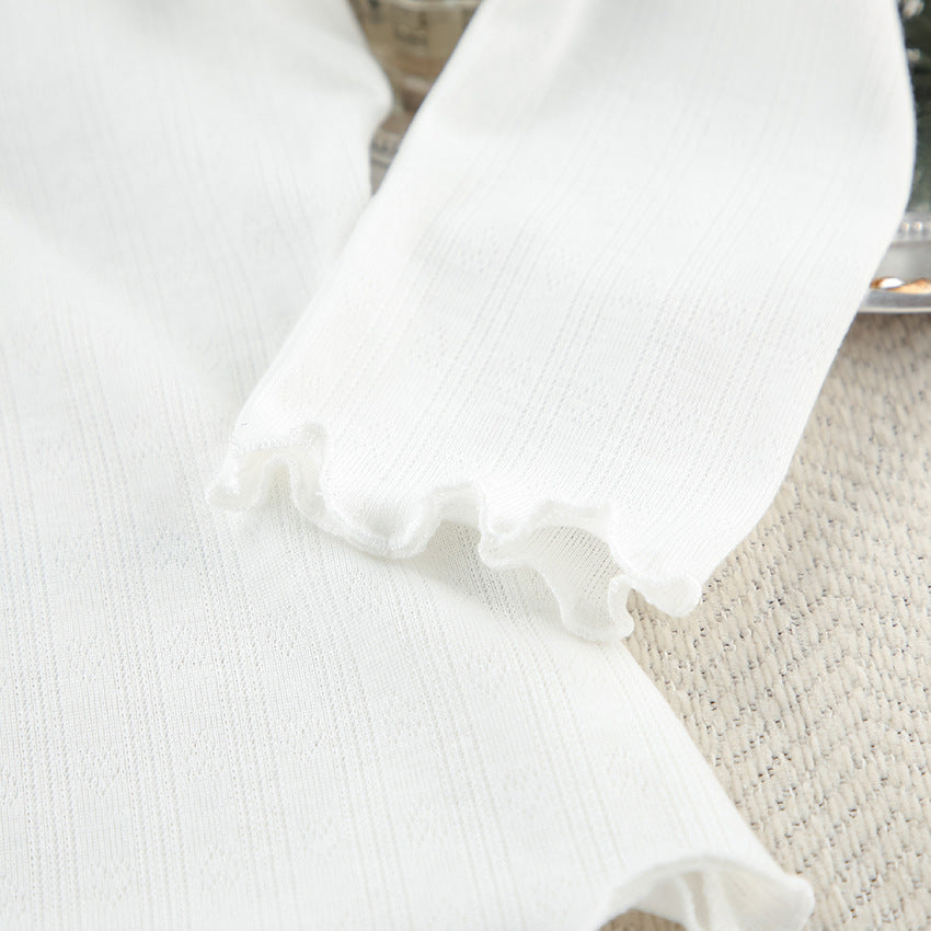 Elegant Long Sleeve Ruffled Pajamas Set