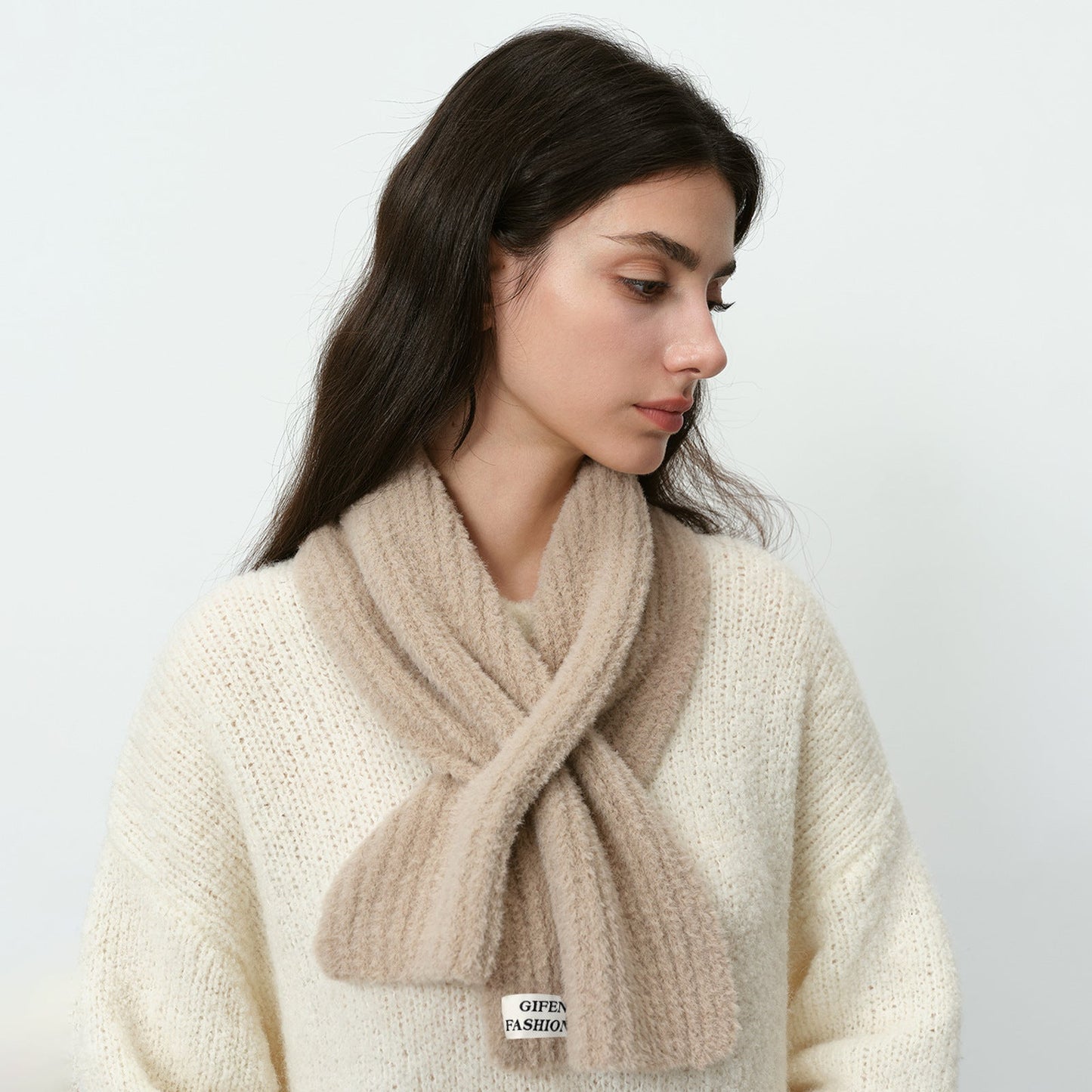 Solid Color Sweet Cross Short Knit Scarves