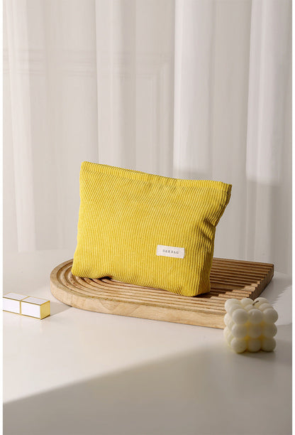 Simple Solid Color Corduroy Cosmetic Bag