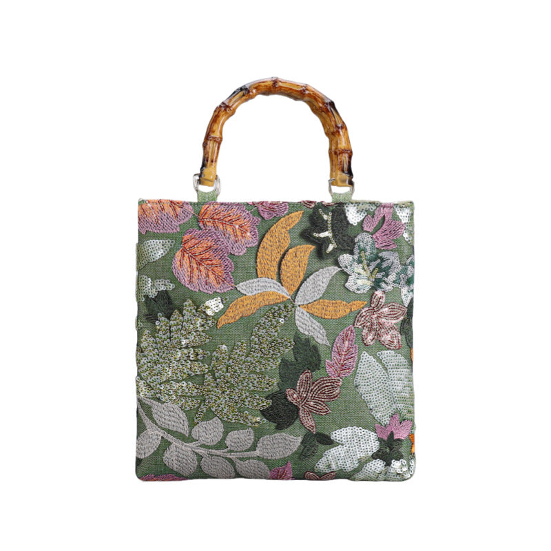 Retro Sequin Embroidered Tote Bag