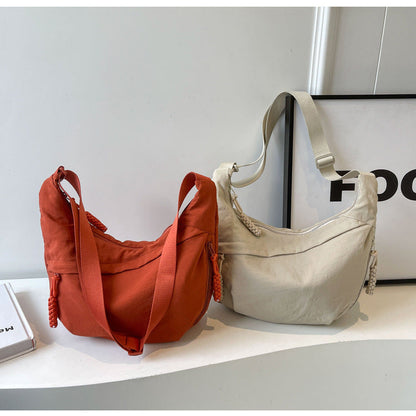 Solid Color Nylon Large Capacity Shoulder Bag