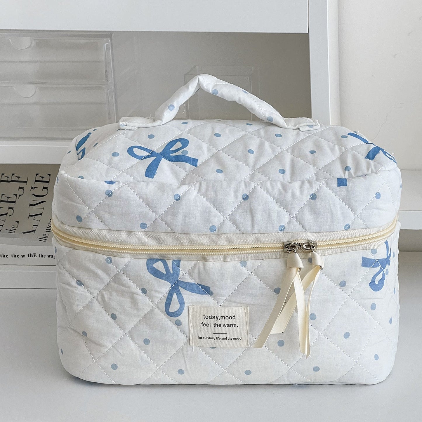 Bow Polka Dot Portable Make Up Bag