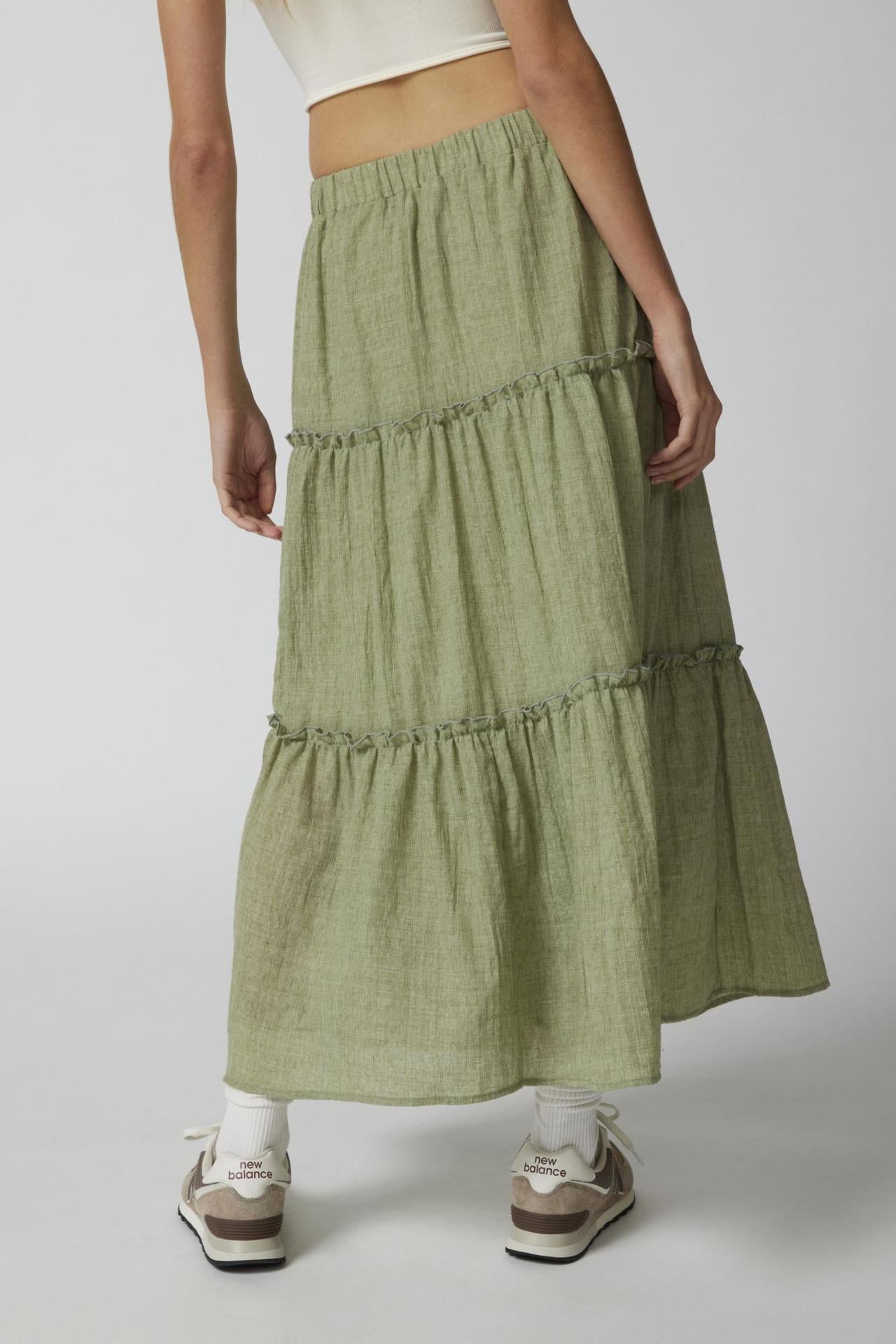 Chic Splice Pleated Lace Maxi Skirt