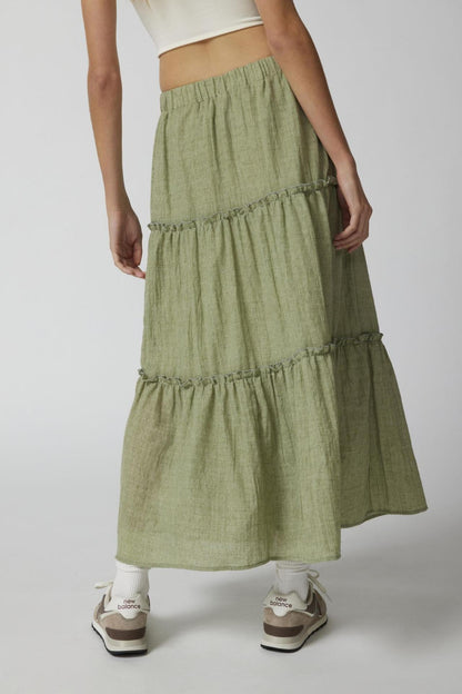 Chic Splice Pleated Lace Maxi Skirt