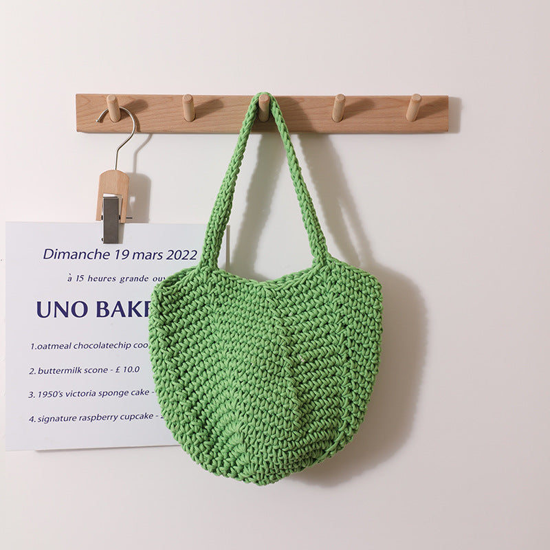 Solid Color Simple Woven Knit Handbag
