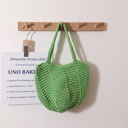 Solid Color Simple Woven Knit Handbag