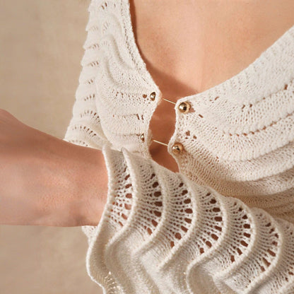 Hollow Out Solid Color Knit Dress Cover Up