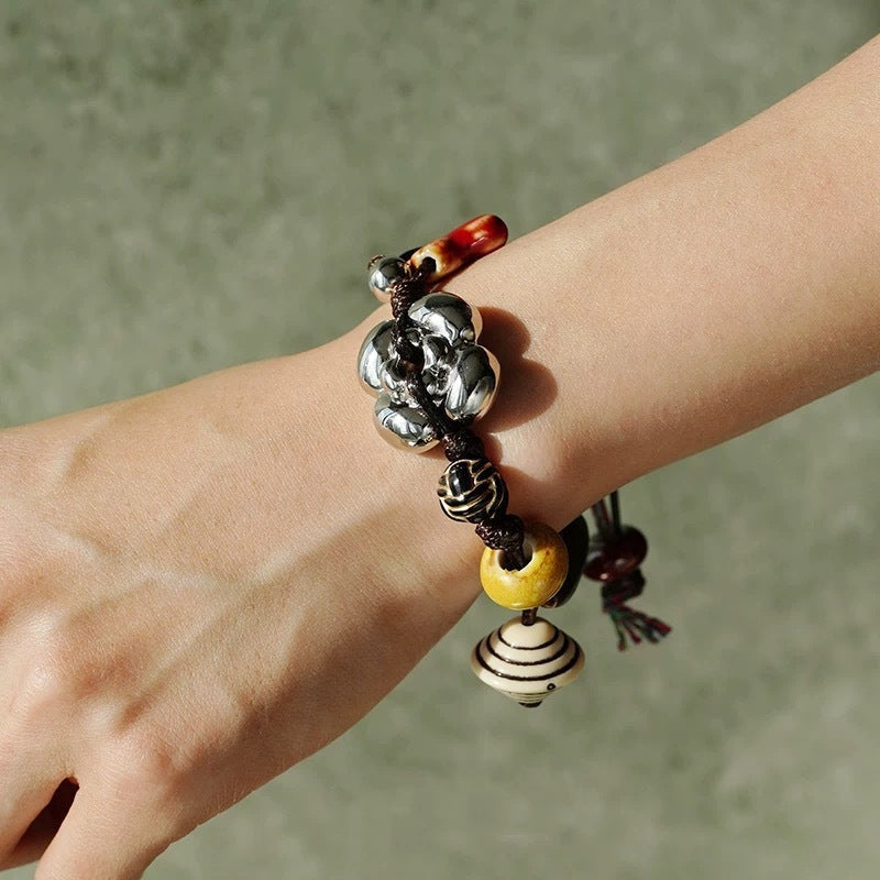 Boho Four-Leaf Clove Bead Braided Bracelet