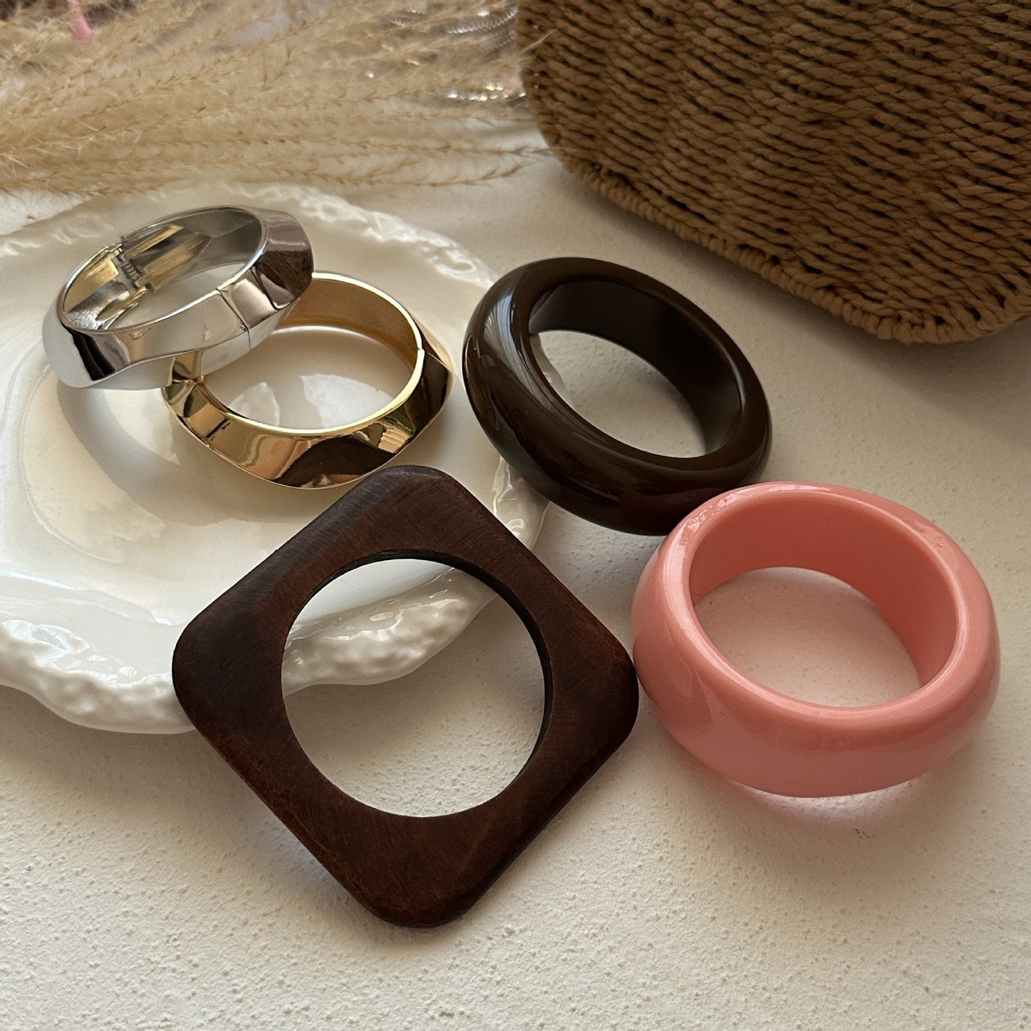 Irregular Layered Smooth Acrylic Bracelets