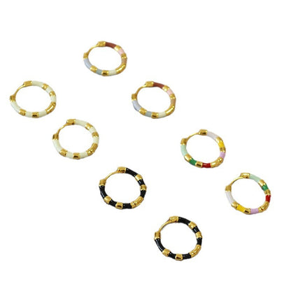 Simple Colourful Gold Plated Enamel Hoop Earrings