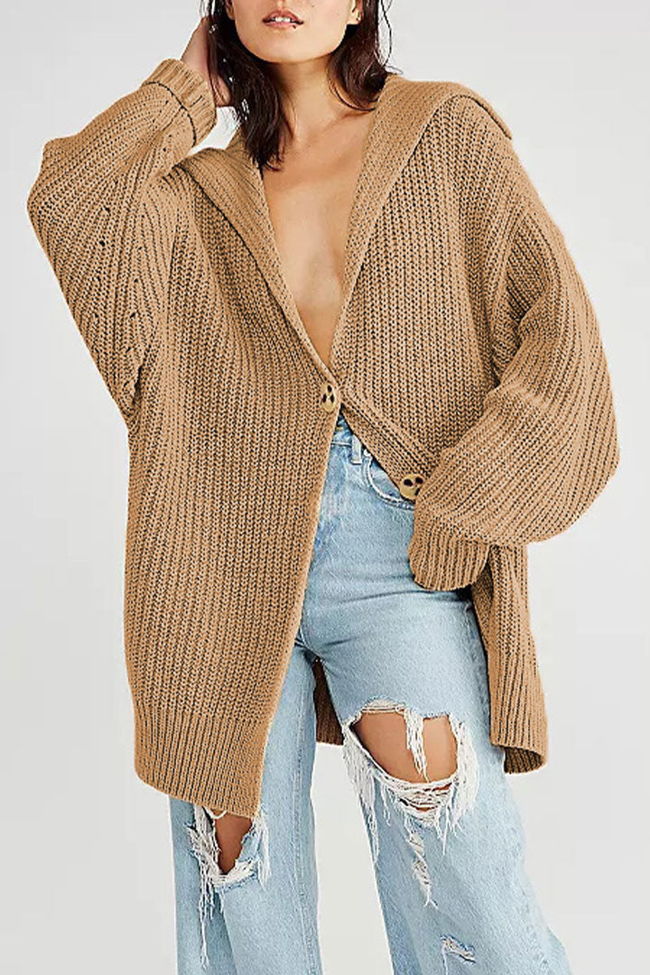 Lapel Loose Button Sweater Cardigan