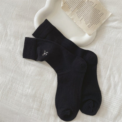 Bow Embroidered Breathable Sweet Socks