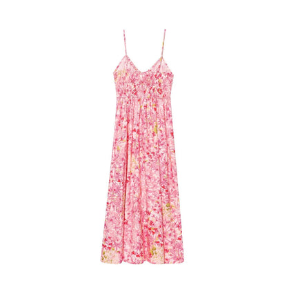 Casual Floral Print Spaghetti Strap Maxi Dress