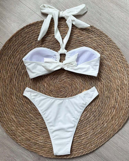 Sexy Textured Bandeau Bikini Swimwear