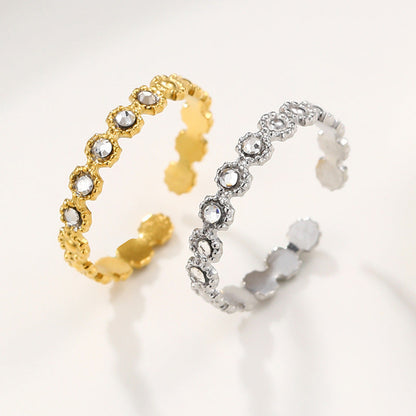 Rhinestone Hollow Out Open Trendy Adjustable Ring