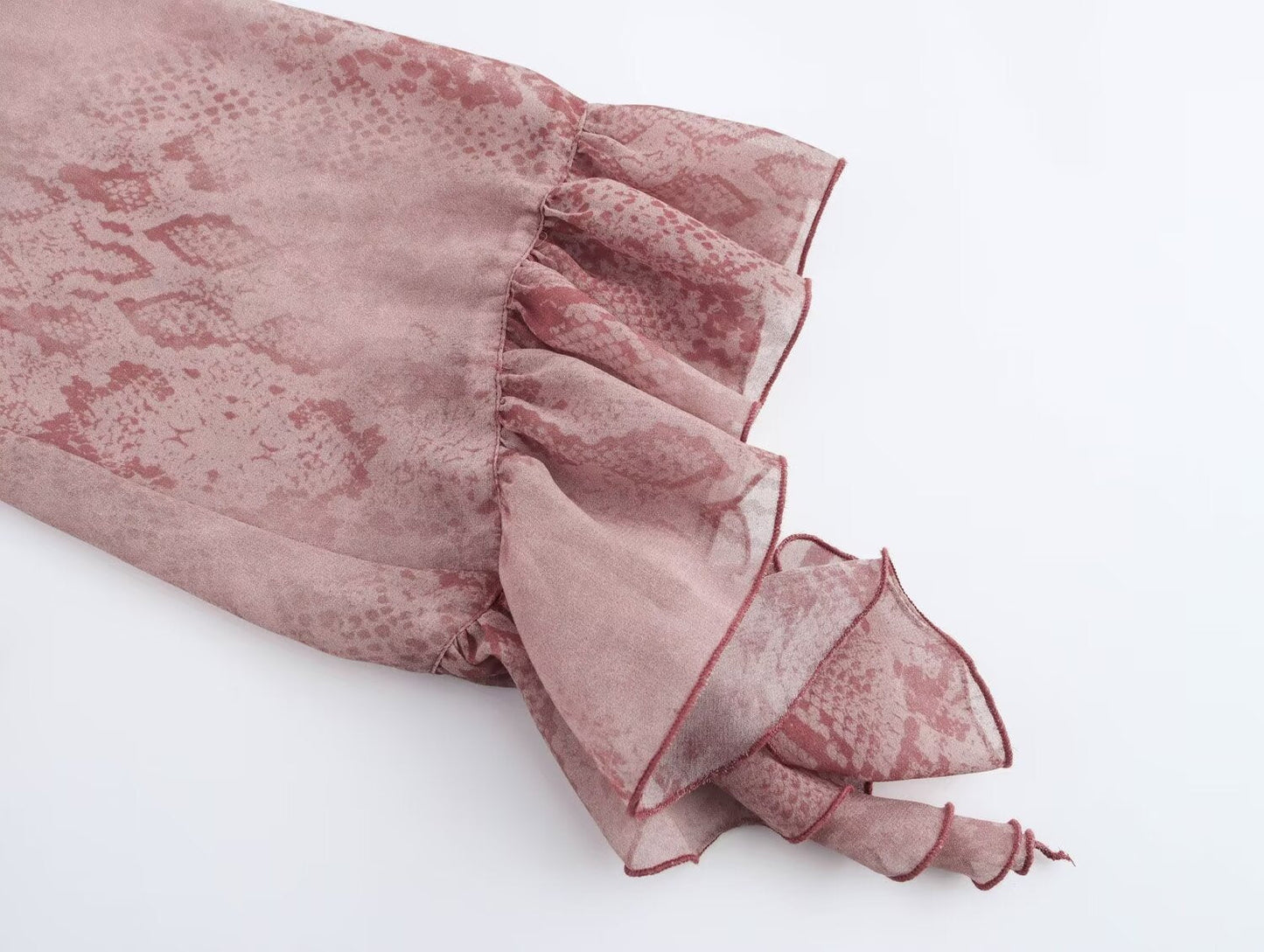 Elegant V-Neck Printed Layered Ruffle Top