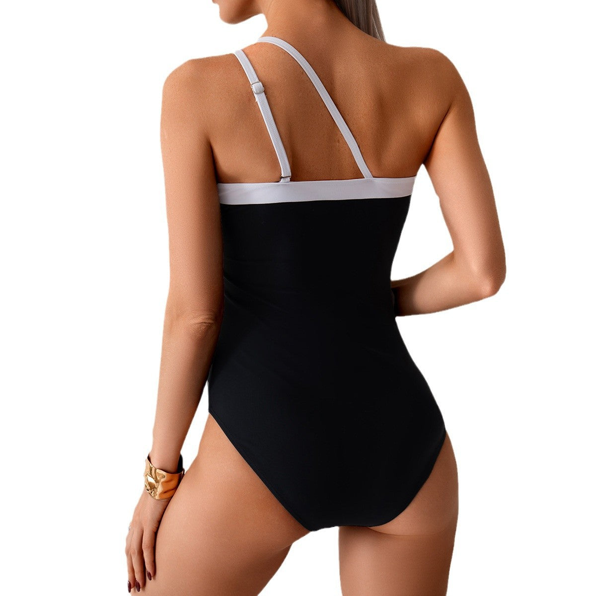 Vintage One-Shoulder One-Piece Swimsuit
