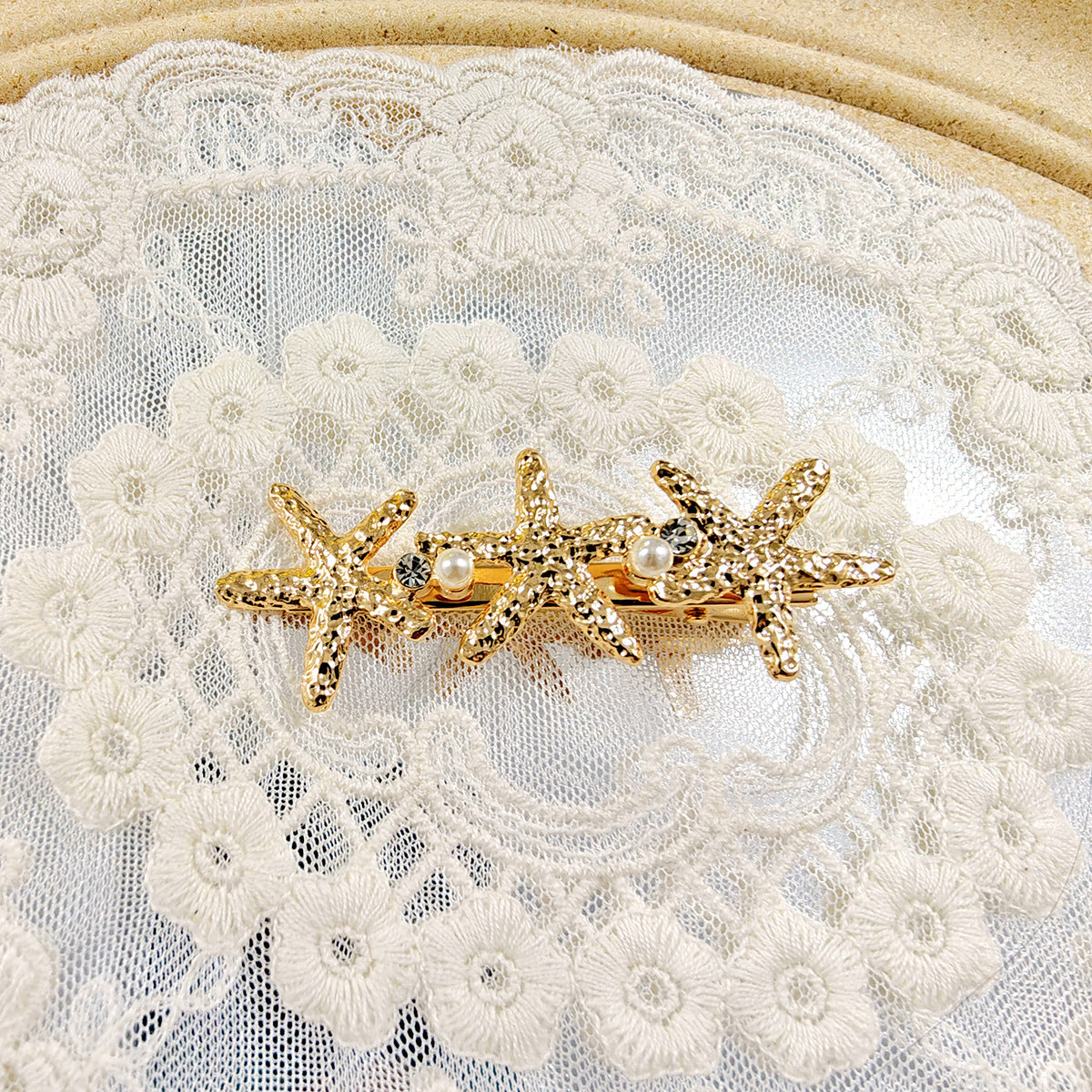 Trendy Pearl Starfish Rhinestone Hair Claw