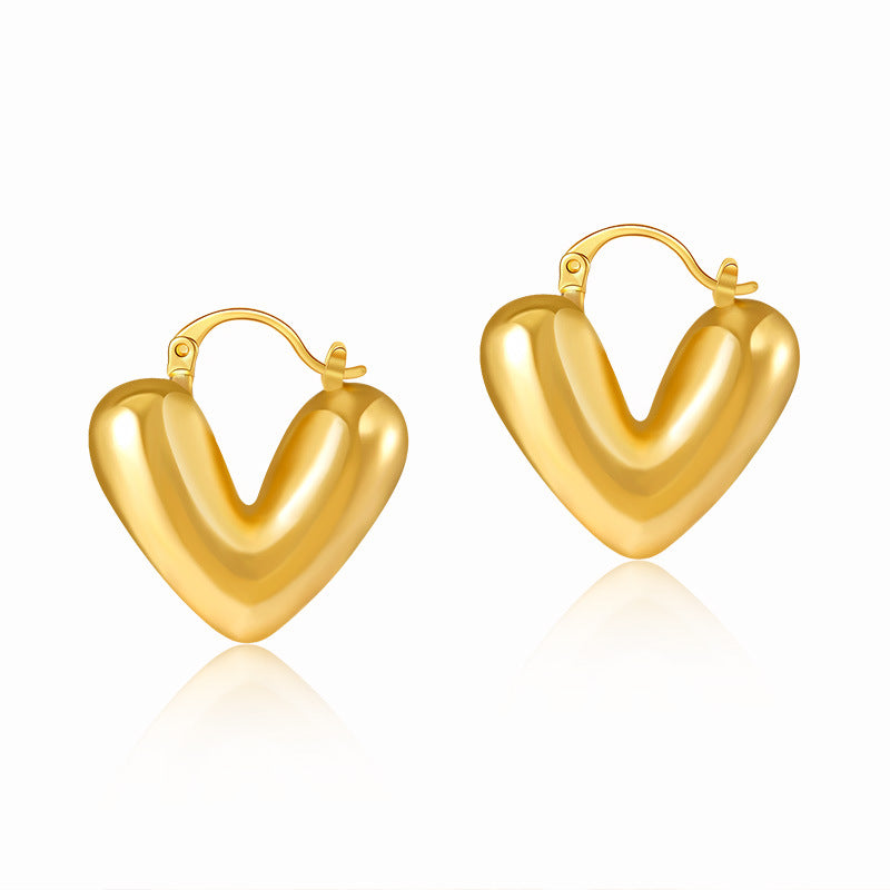 Metal Texture Heart Hoop Earrings