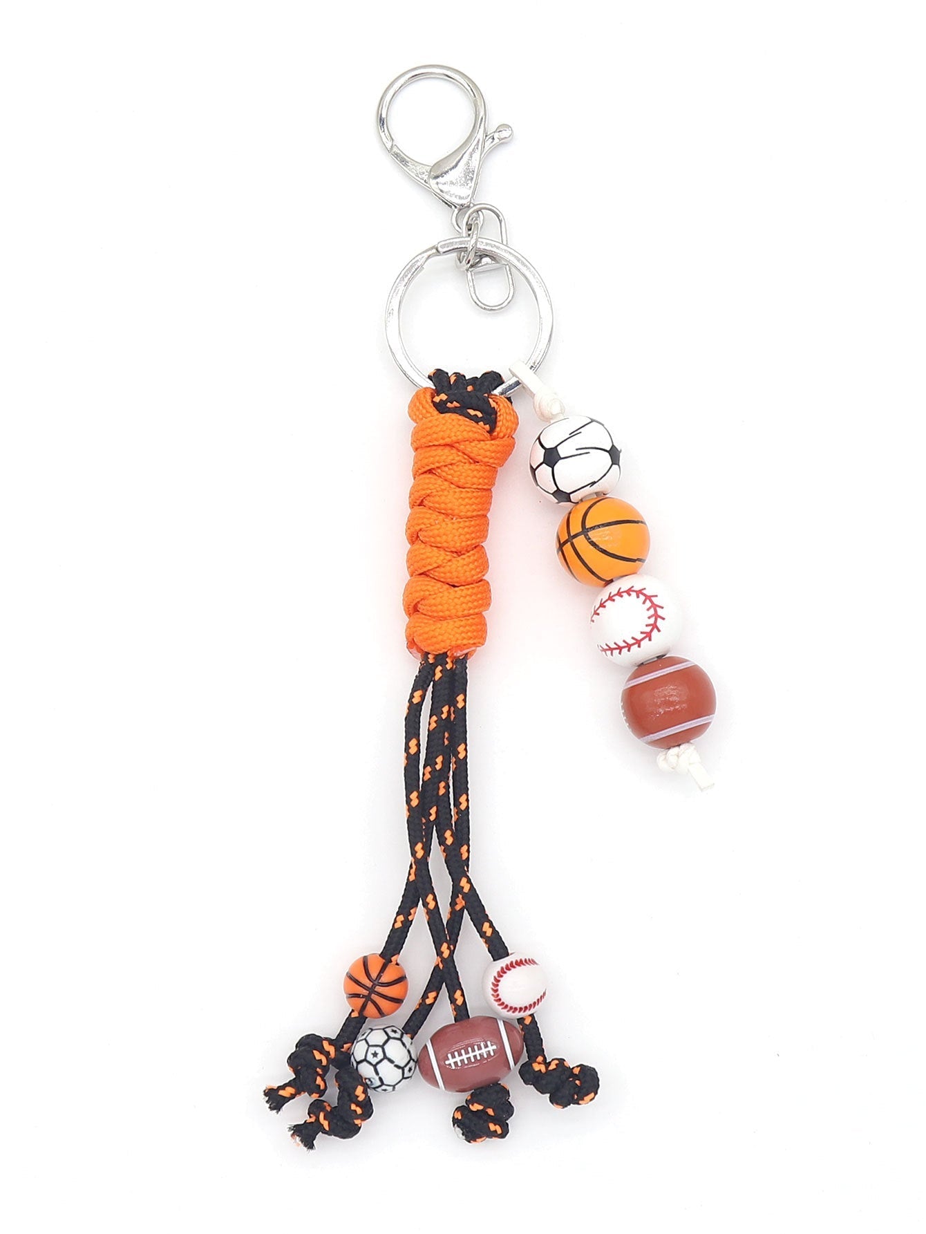 Colorful Sports Ball Beaded Tassel Rope Keychain