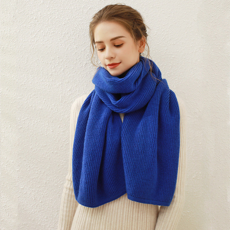 Solid Color Ribbed Simple Knit Scarve