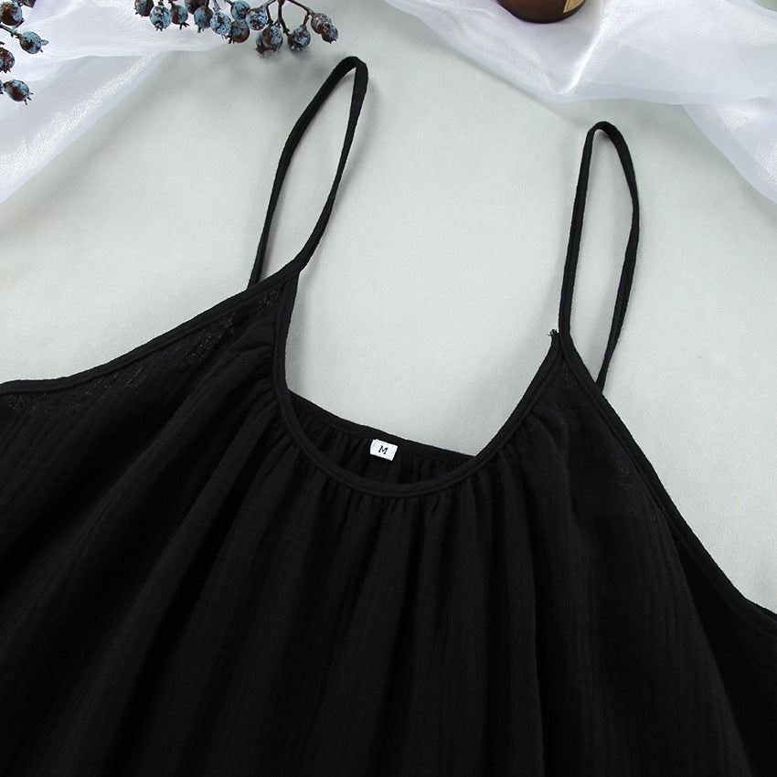 String Shoulder Split  Sleepwear Dress