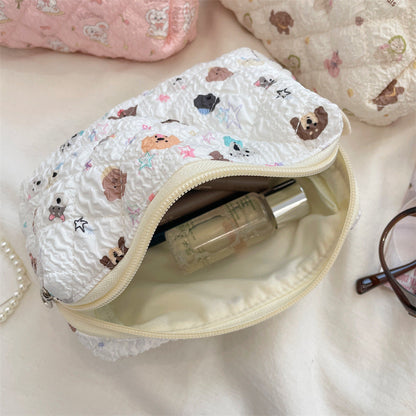 Cute Cartoon Print Flower Print Make Up Bag