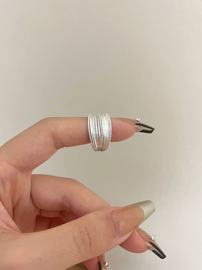 Trendy Star Pattern Silver-Tone Open Rings