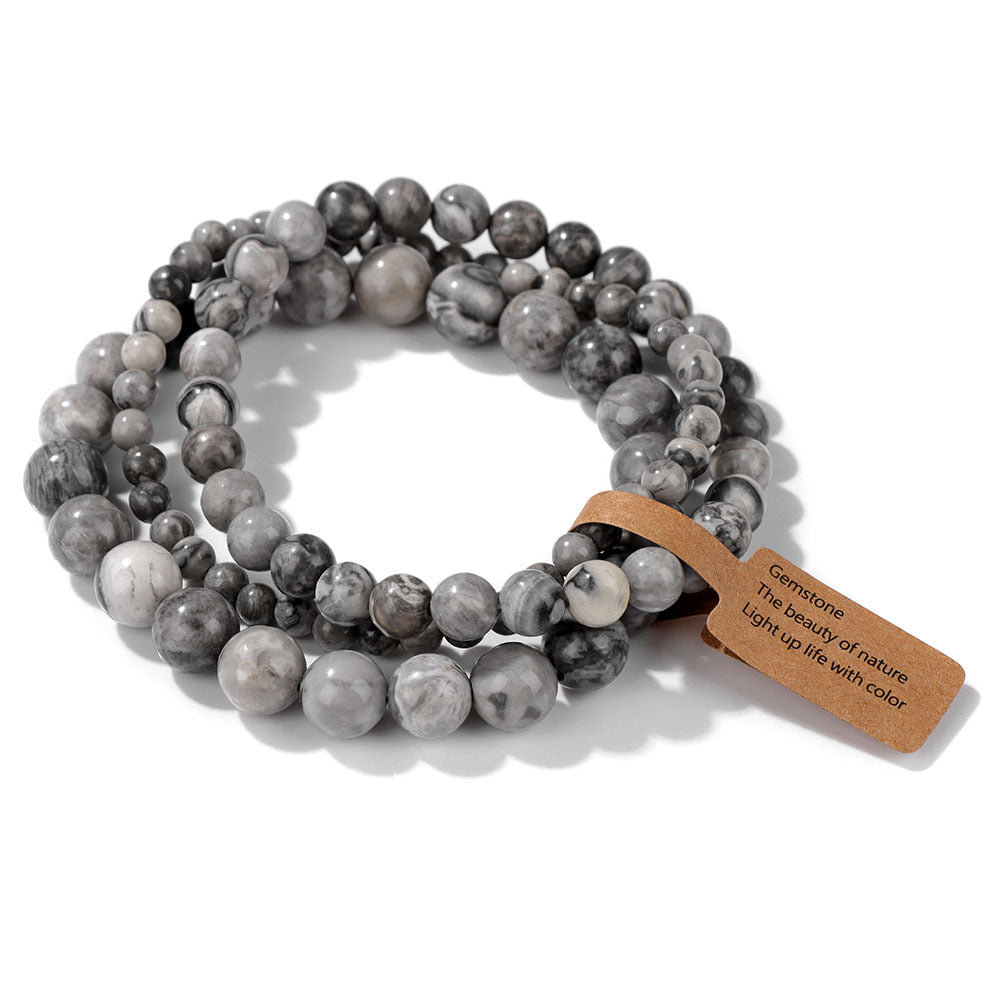 3Pcs Simple Stretch Beaded Bracelet Set