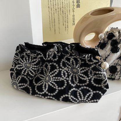Floral Embroidered Lace Cosmetic Bag