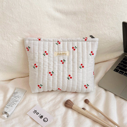 Cute Cherry Print Portable Make Up Bag