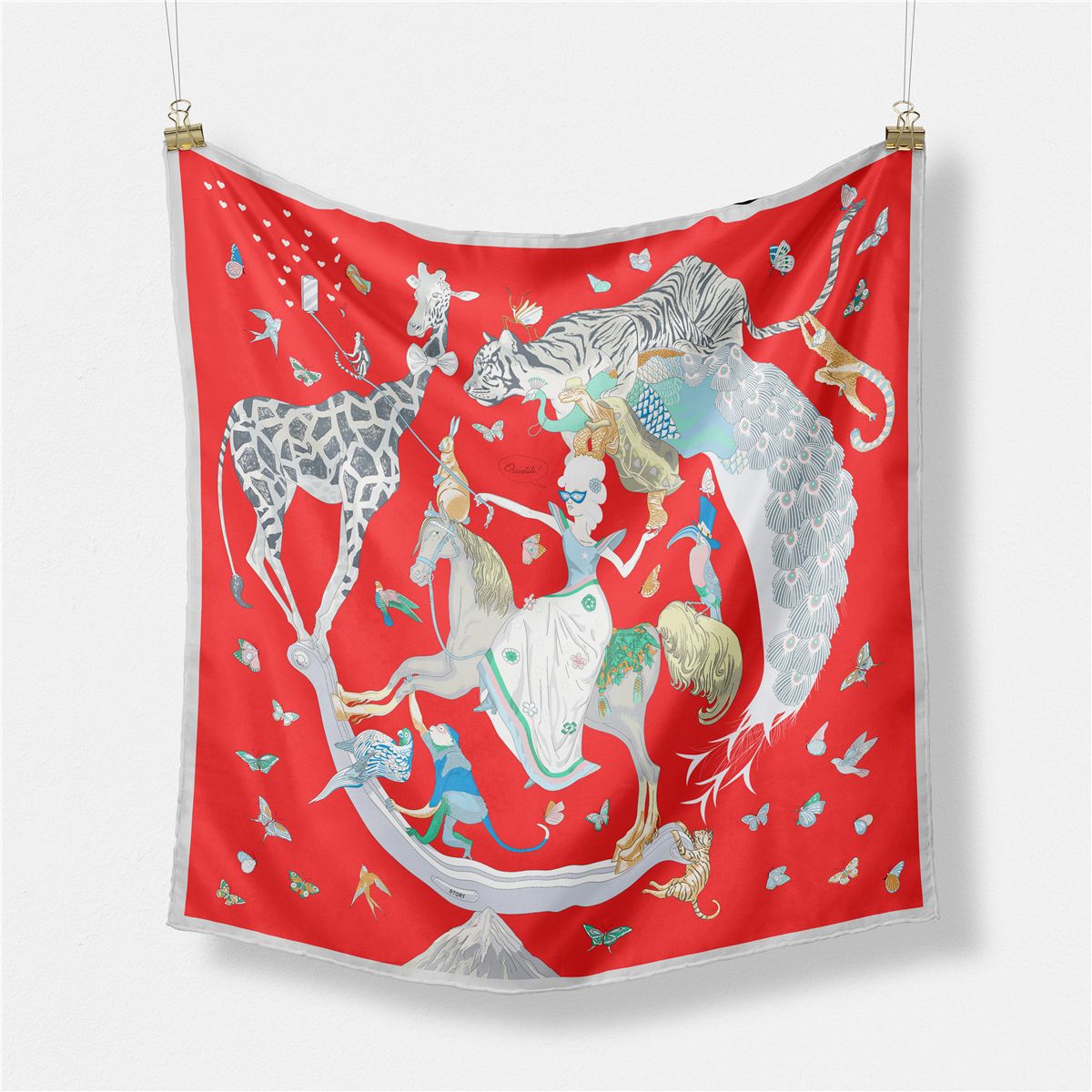 Colorful Animal Print Square Silk Scarf
