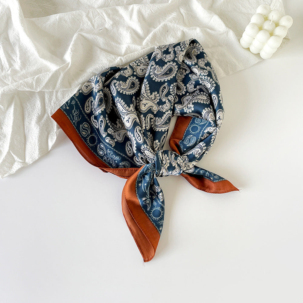 Vintage Paisley Pattern Square Satin Scarf
