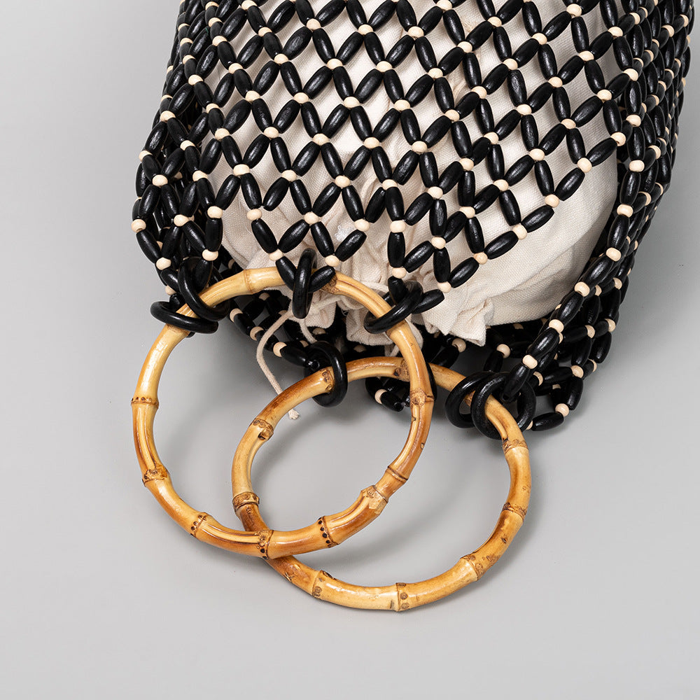 Handmade Wooden Bead Bucket Bag