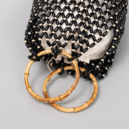 Handmade Wooden Bead Bucket Bag