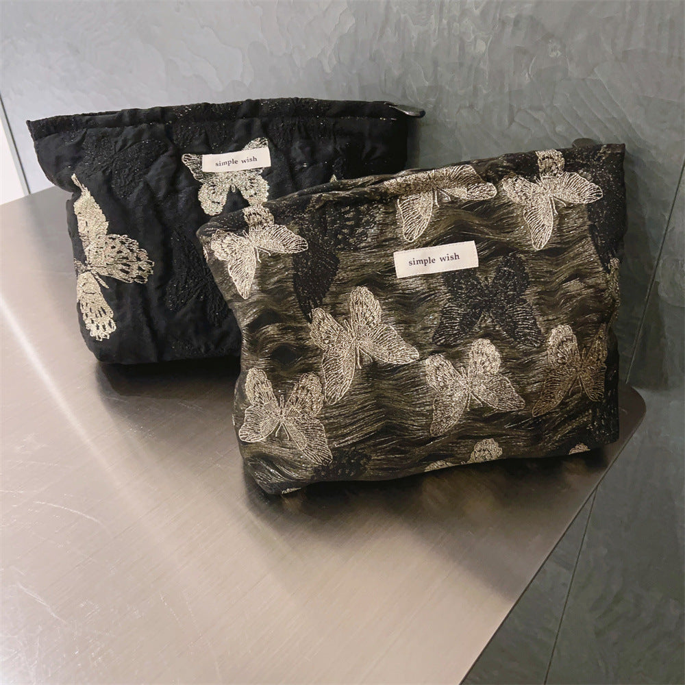 Aesthetic Golden Butterfly Makeup Bag