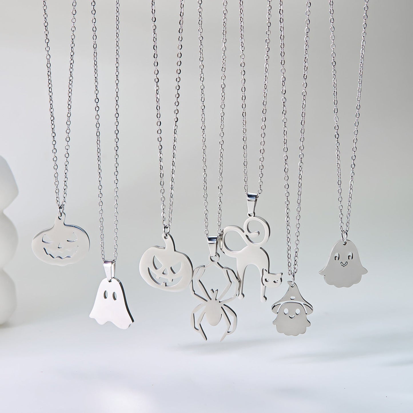 Halloween Pumpkin Ghost Pendant Necklace