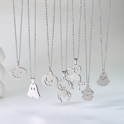 Halloween Pumpkin Ghost Pendant Necklace