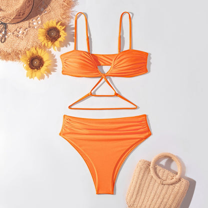 Solid Color String Backless Sexy Swimwear