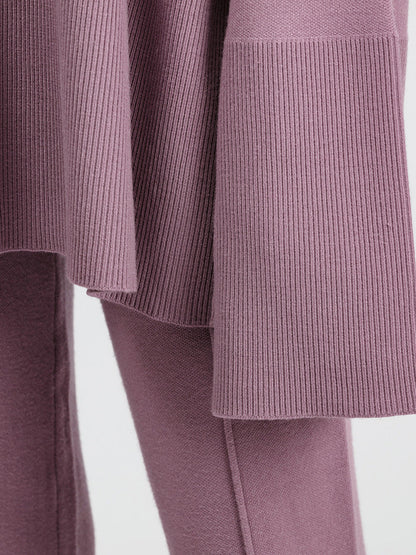 2+ Round Neck Side Split Knit Sets