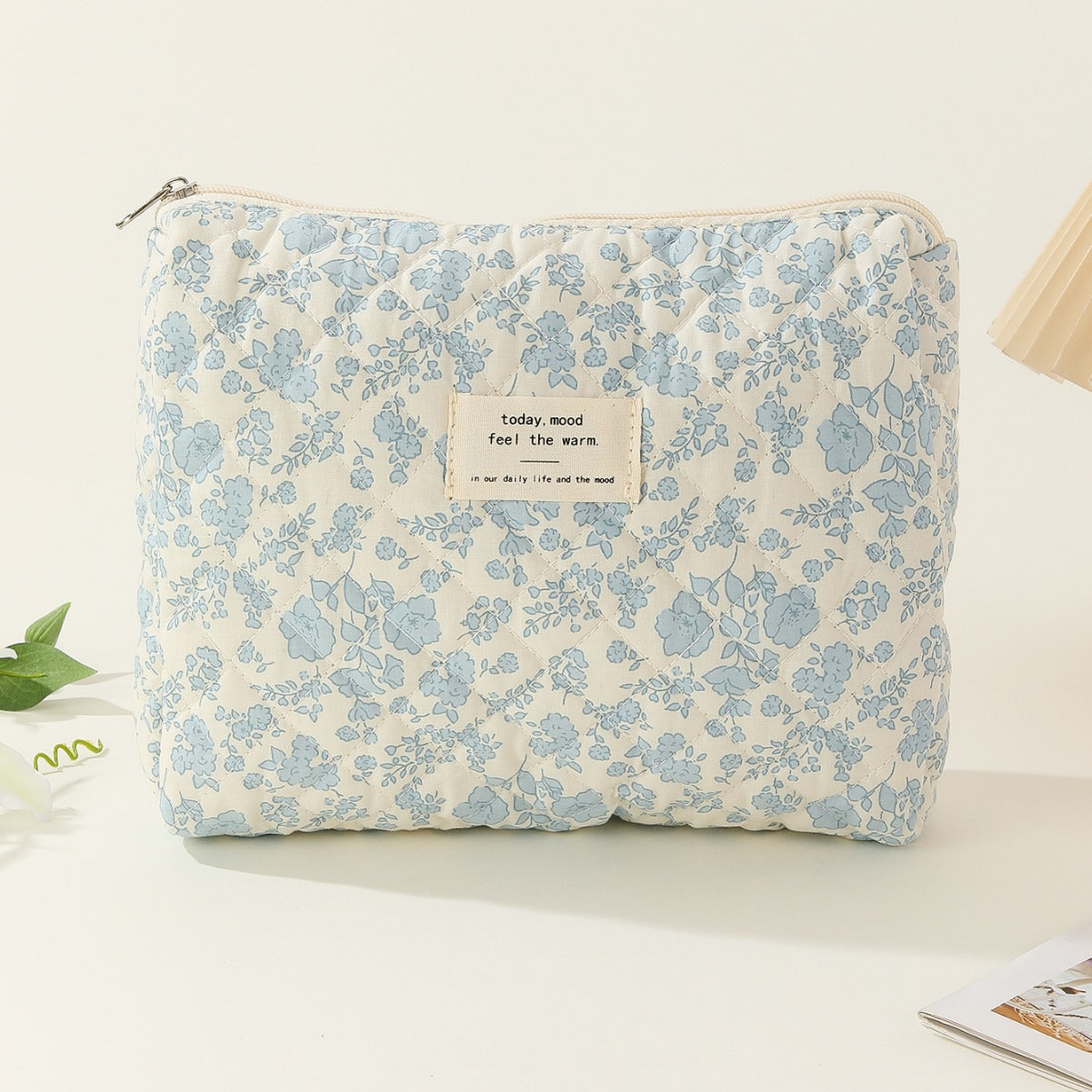 Midi Floral Print Quilted Make Up Bag