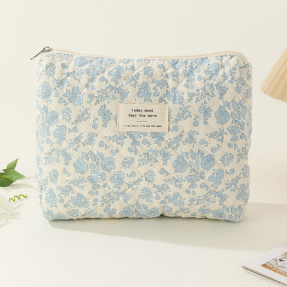 Midi Floral Print Quilted Make Up Bag