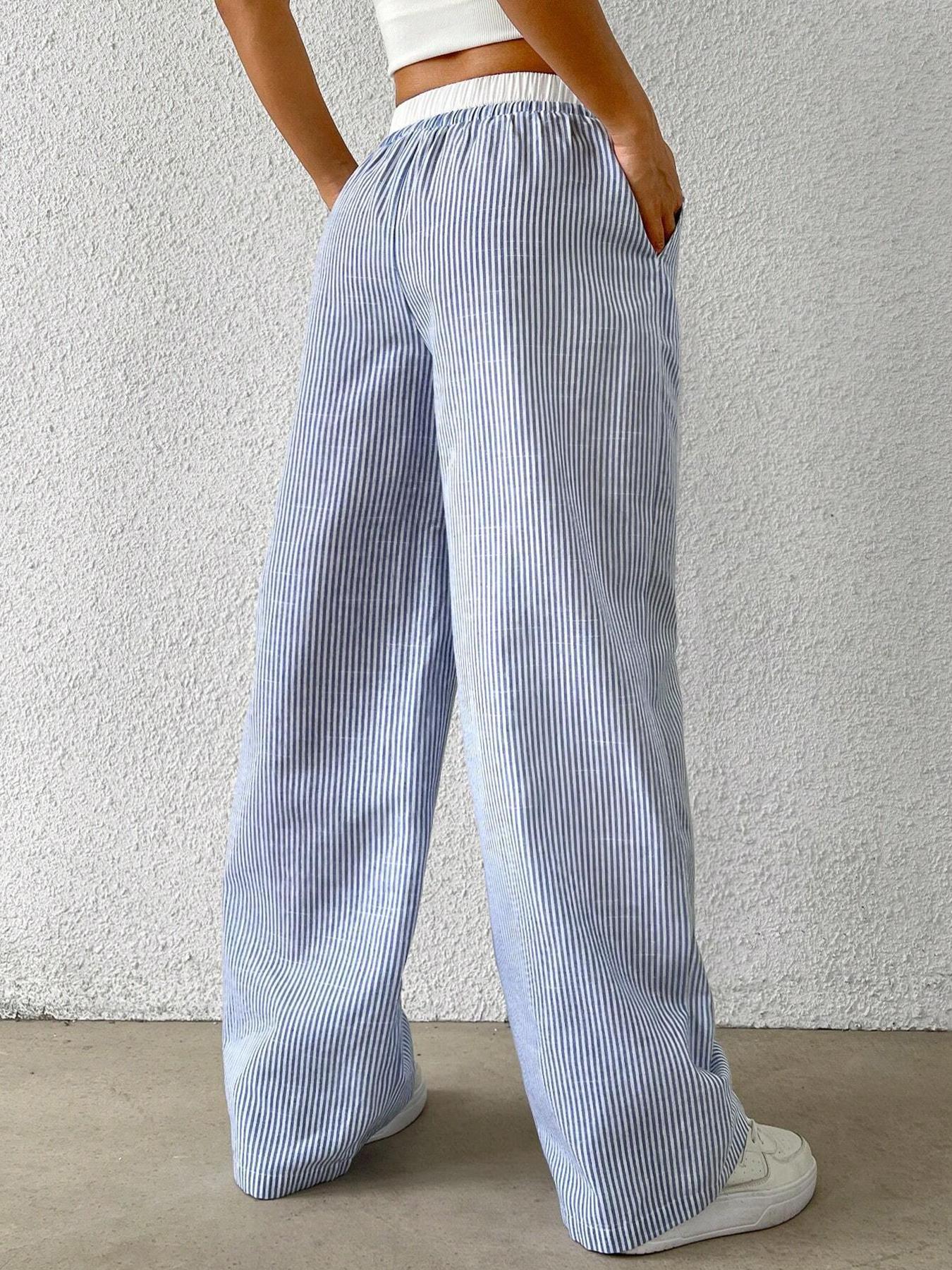 Trendy Striped  Loose Wide-Leg Pants