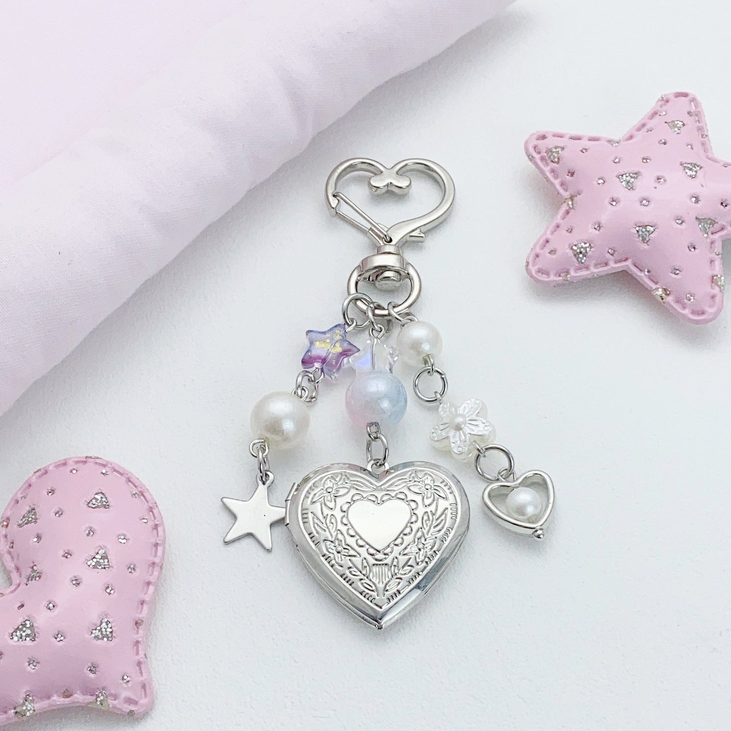 Metal Love Beads Keychain Bag Charms