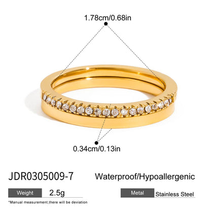 Trendy Rhinestone Gold Plated Geometric Ring